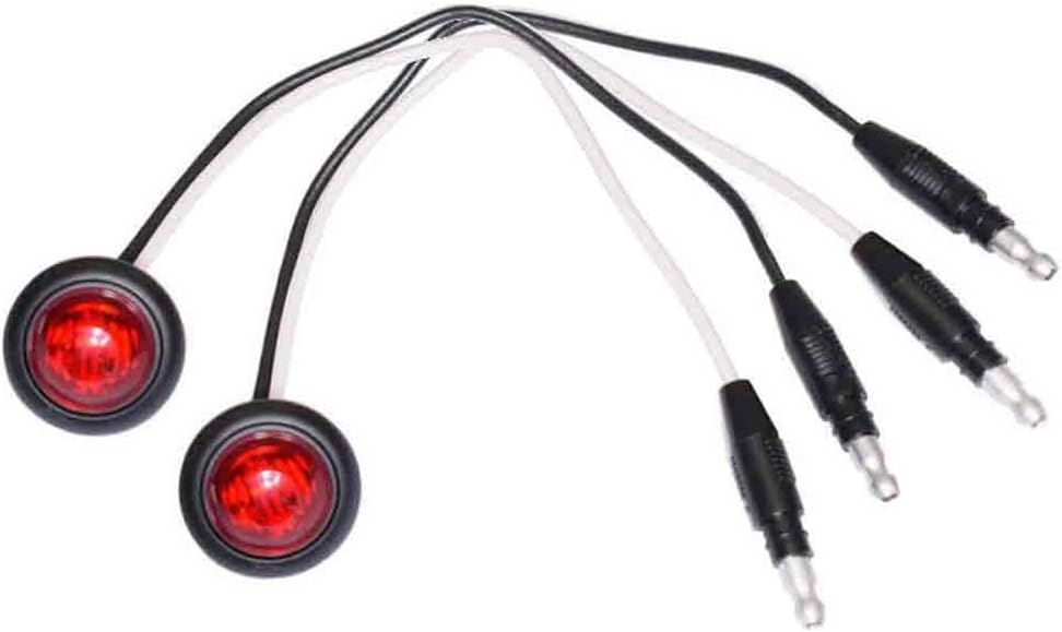 Pair - 3/4 Inch Red LED Clearance Marker Lights with Rubber Grommet, 12V, (177R-BT2-PR)