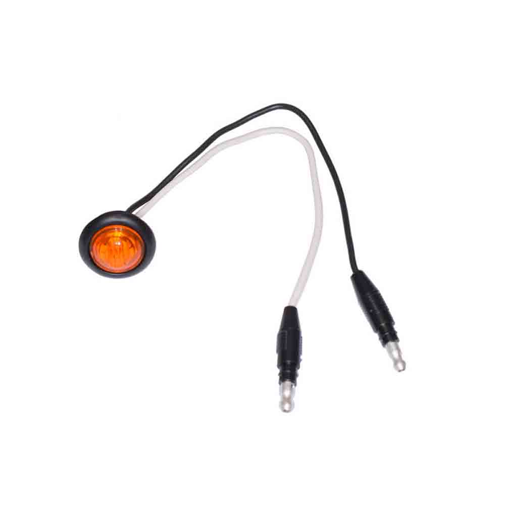 Amber LED Marker/ Clearance Lights, 0.75" Round, w/ two .180 Bullet Connectors