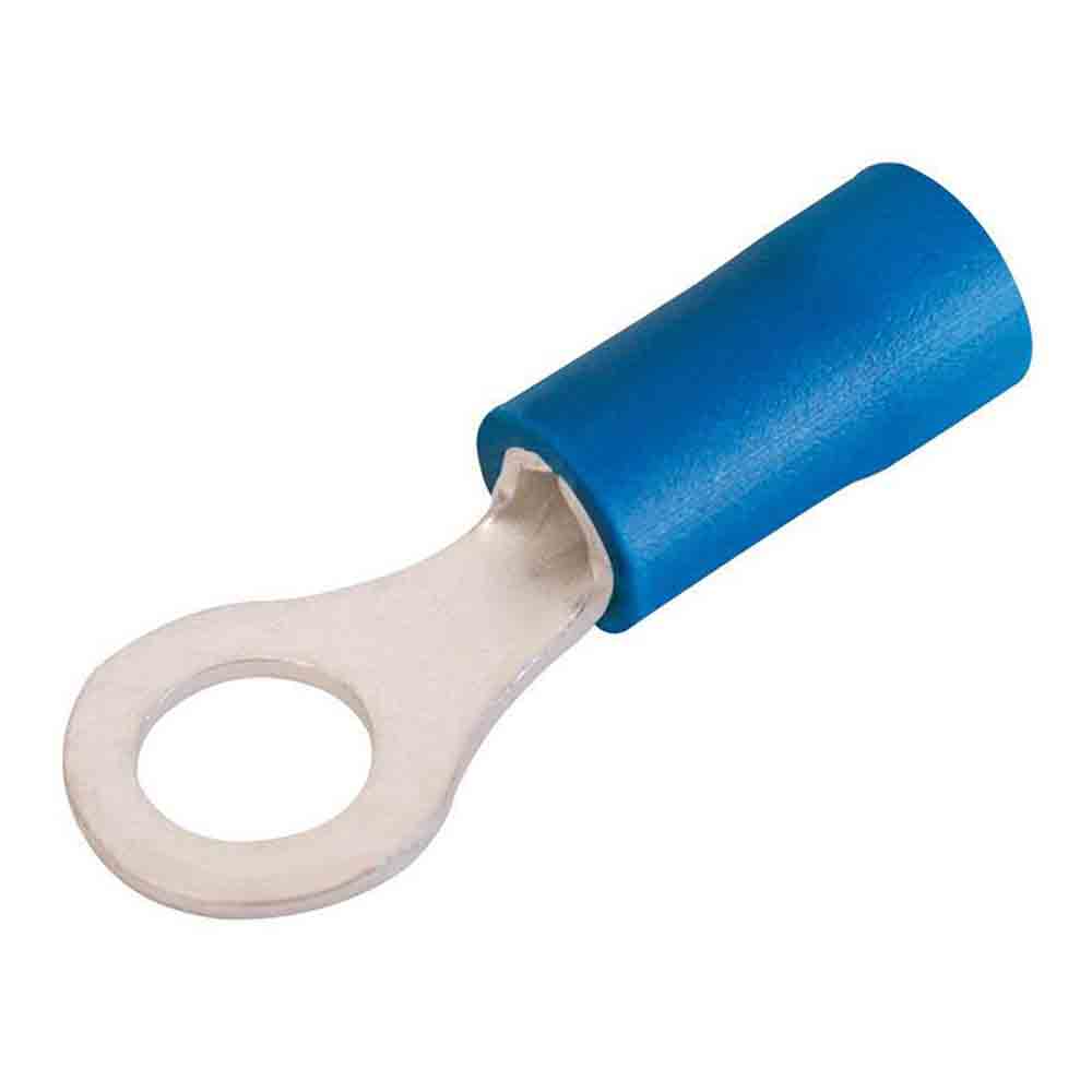 Blue Vinyl-Insulated Butted Seam Ring Terminals - #10 Stud Size, Fits 16-14 Gauge - 25 Pack