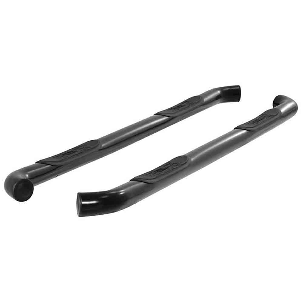 Select Ford F-150, F-250 SD, F-350 SD, F-450 SD, F-550 SD 3 Inch Round Semi-Gloss Black Stainless Steel Side Bars