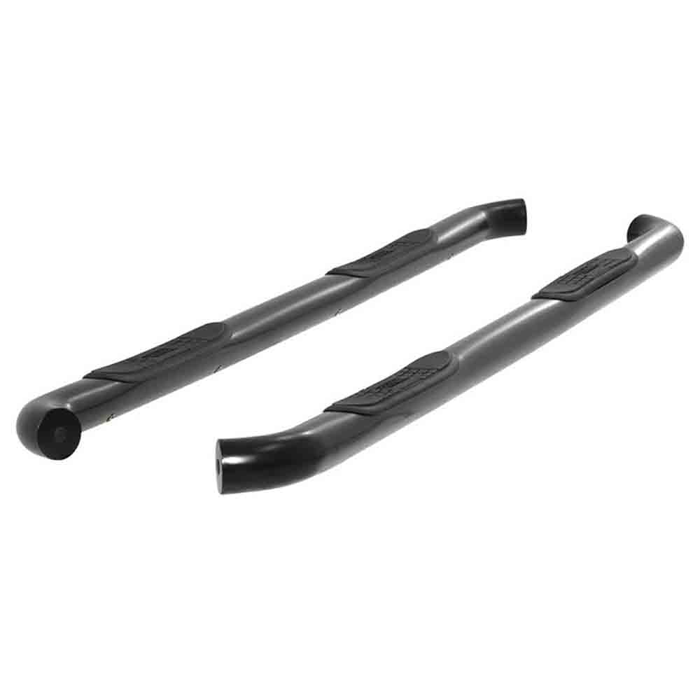 Select Chevrolet Silverado, GMC Sierra Crew Cab Pickups 3 Inch Round Semi-Gloss Black Stainless Steel Side Bars