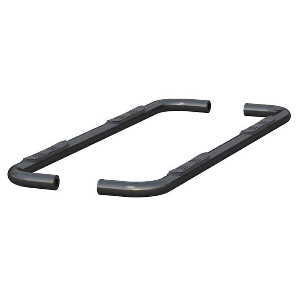 Select Chevrolet Silverado, GMC Sierra Crew Cab Pickup Models 3 Inch Round Semi-Gloss Black Stainless Steel Side Bars