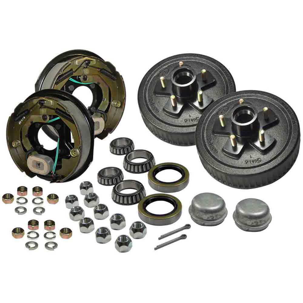 Brake Backing Plates and Hub and Drum Kit - Pair- 10 Inch - 5 on 5