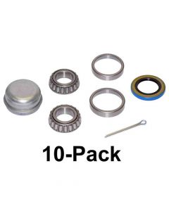 Trailer Bearing Repair Kit For 1 Inch Straight Spindle - 10-Pack