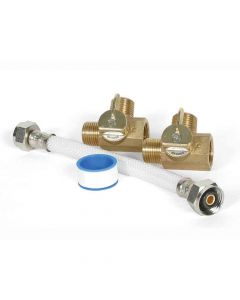 Supreme Permanent RV Water Heater By-Pass Kit with Brass Valves, 8-Inch Hose