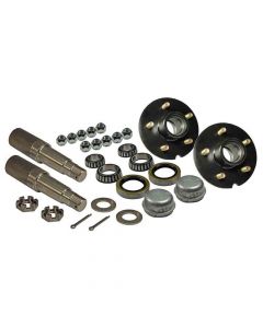 Pair of 5-Bolt On 4-1/2 Inch Hub Assembly - Includes (2) 1-1/16 Inch Straight Spindles & Bearings