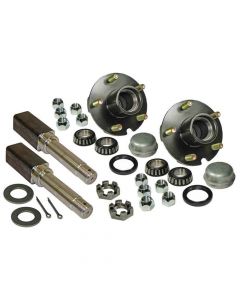Pair of 5-Bolt On 4-1/2 Inch Hub Assemblies with Square Shaft 1-1/16 Inch Straight Spindles & Bearings - for 2,200 lb Axle 