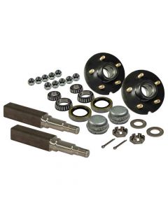 Pair of 5-Bolt On 4-1/2 Inch Hub Assembly - Includes (2) Square Stock 1-3/8 Inch To 1-1/16 Inch Tapered Spindles & Bearings