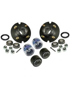 Trailer Hub Assembly - 4 on 4" Bolt Circle, 1,250lb Capacity for 1-1/16 inch Straight Spindles With Chrome Bearing Buddies & Bras