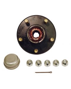 Pre-Grease-Packed Trailer Hub Assembly - 5 On 4-1/2" Bolt Circle, 1,750 lbs. Capacity For 1-3/8" To 1-1/16" tapered spindles for a 3,500lb axle with a hub capacity of 1,750lbs. Includes pressed in bearing races with a pilot diameter 2.59", flange diameter