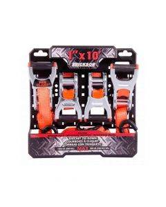 Ratcheting Tie-Downs With Web Clamp, 4-Pack - 1 Inch x 10 Feet 