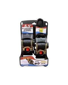 Pair of Bolt-On Retractable Ratcheting Transom Tie-Downs - 2 Inch x 5.5 Inch
