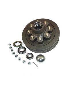 Trailer Hub/Drum Assembly with Bearings, 8 on 6-1/2" Bolt Circle, 3,500 lb. Capacity for 1-3/4" to 1-1/4" Tapered Spindle 
