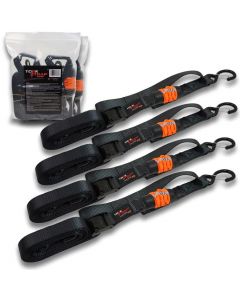 TorkStrap 1.5" Spring-Loaded 14 ft. Premium Tie Down Straps, 750 lb. Working Load, 4-Pack W/Cargo Bag 