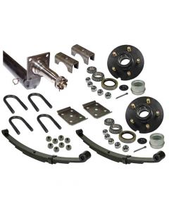 3,500 lb. Drop Axle Assembly with Brake Flanges & 5-Bolt on 4-1/2 Inch Hubs - 76 Inch Hub Face