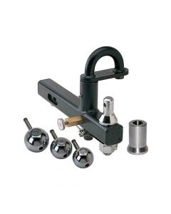 Cushioned Pintle Hook with Interchangeable Nickel Plated Trailer HItch Balls for 2 Inch Receiver
