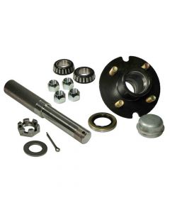 Single - 4-Bolt on 4 Inch Hub Assembly with 1 Inch Straight Spindle & Bearings