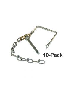 10-Pack - 1-4 Inch Pintle Hook Safety Pin And 8 Inch Chain Fits BH8 & RM Series Combination Pintle Hitches