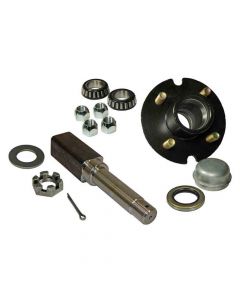 Single - 4-Bolt on 4 Inch Hub Assembly with Square Shaft 1 Inch Straight Spindle & Bearings