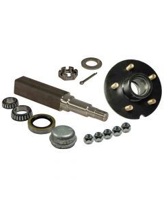 Single - 5-Bolt on 5 Inch Hub Assembly - Includes (1) Square Stock 1-3/8 Inch To 1-1/16 Inch Tapered Spindle & Bearings