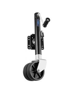 Jack, 1,500 lbs., Swing-Away, Bolt-On, Steel Construction, 12" Travel, 6" Dual Wheel