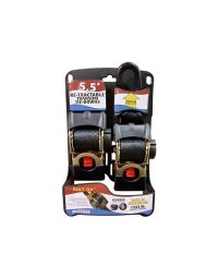Pair of Bolt-On Retractable Ratcheting Transom Tie-Downs - 2 Inch x 5.5 Inch