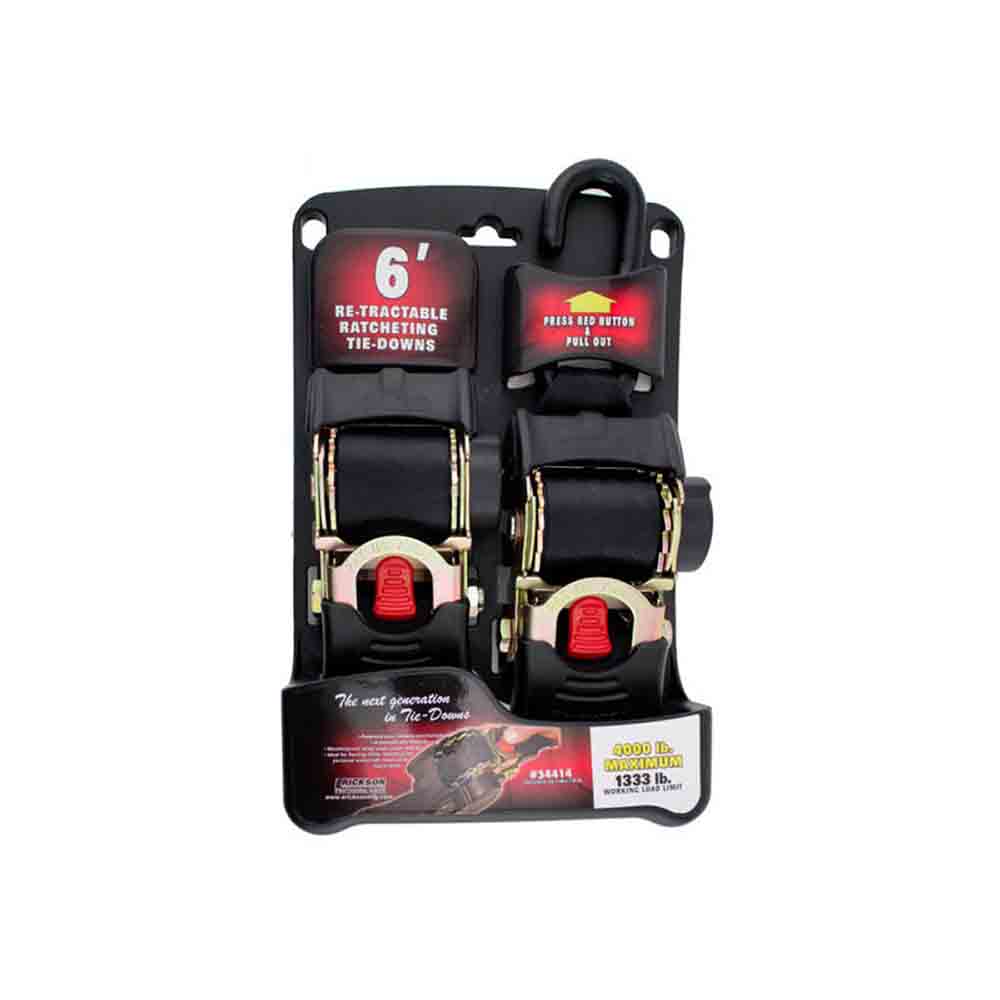 Pair of Retractable Ratcheting Tie-Down Straps
