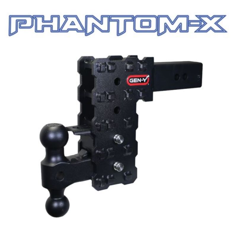 GEN-Y HITCH PHANTOM-X 2 Hollow Shank 7 Drop, 7,000 lbs. Tow Capacity, 700 lbs. Tongue Weight Hitch & GH-13051X Platinum Ball Mount