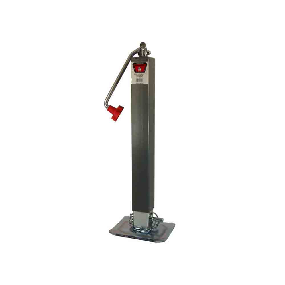 Bulldog Square Trailer Jack, No Mount, 8,000 lbs. Support Capacity, Top Wind, Weld-On, 15 in. Travel