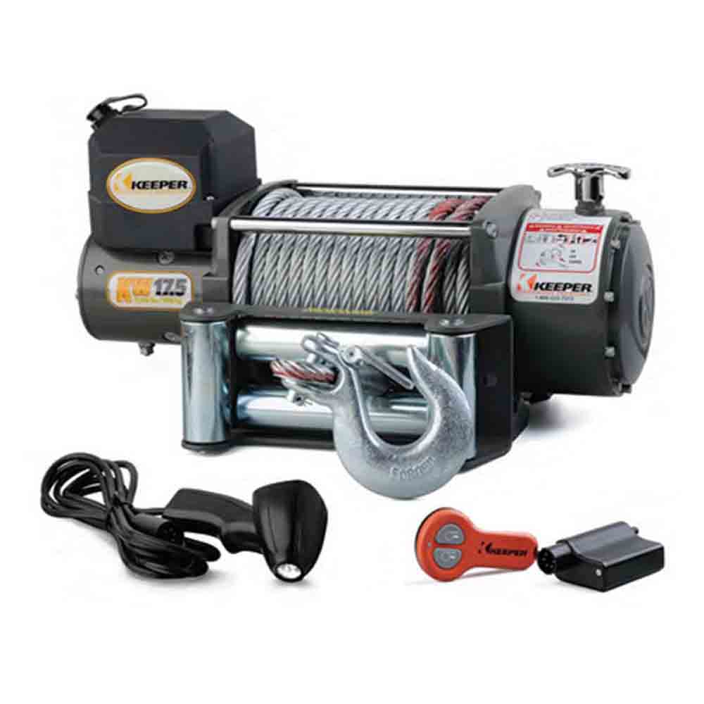 Keeper KW17.5 (KW17122) 17,500 Single Line Pull Capacity 12 Volt Winch