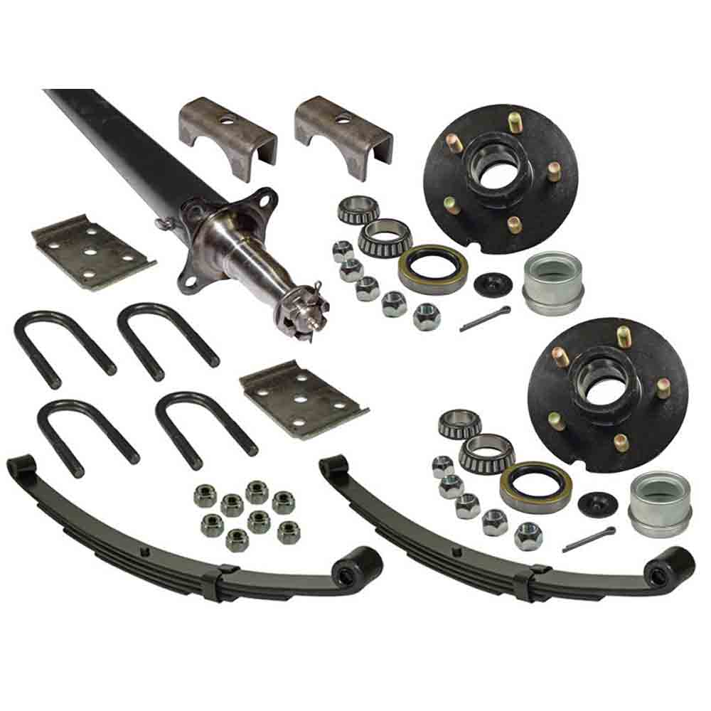 3,500 lb. Straight Axle Assembly with Brake Flanges & 5-Bolt on 4-1/2 Inch Hubs - 74 Inch Hub Face