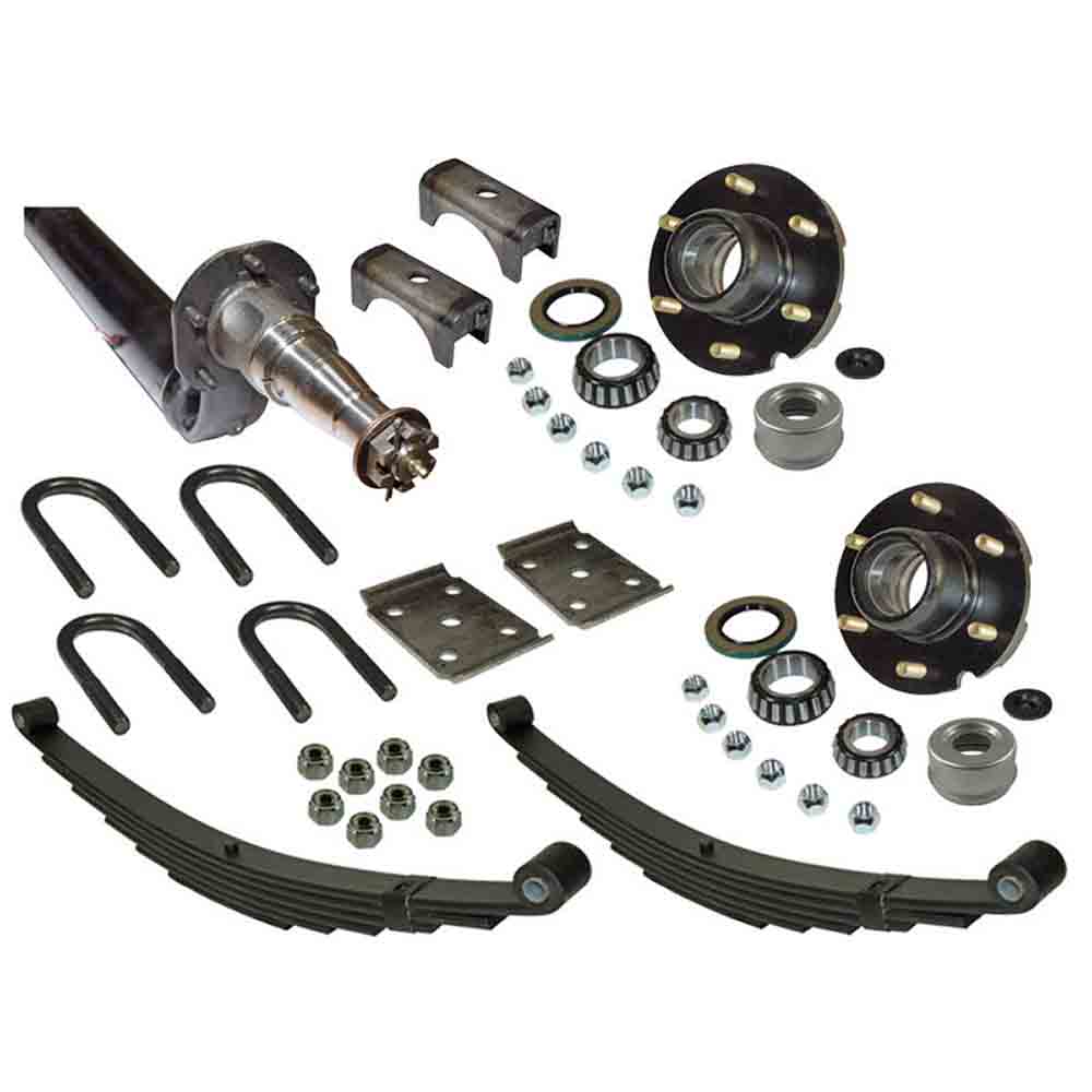 6,000 lb. Drop Axle Assembly with Brake Flanges & 6-Bolt on 5-1/2 Hubs - 89-1/2 Inch Hub Face