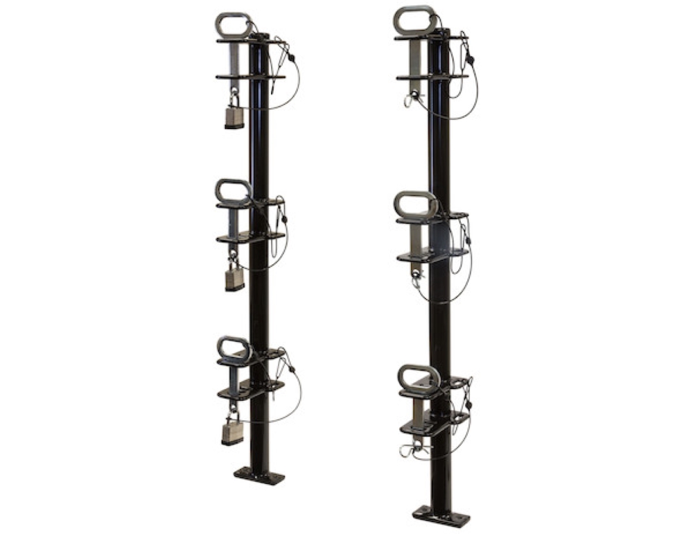 3-Position Channel Style Lockable Trimmer Rack For Open Landscape Trailers