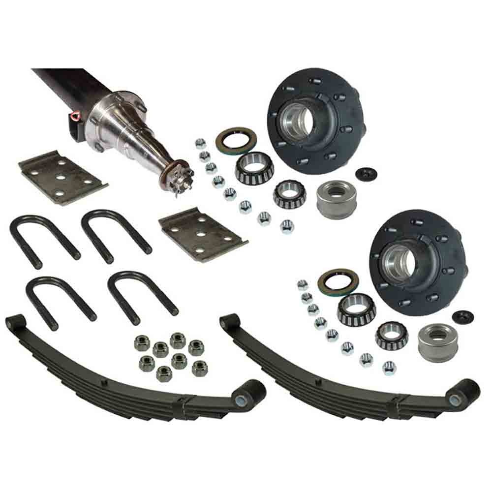 6,000 lb. Straight Axle Assembly with Brake Flanges & 8-Bolt on 6-1/2 Inch Hubs - 86 Inch Hub Face