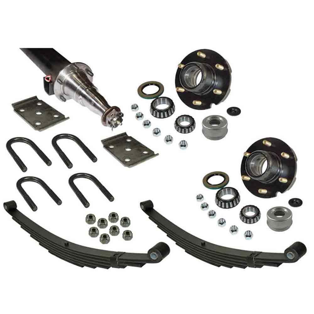 6,000 lb. Straight Axle Assembly with Brake Flanges & 6-bolt on 5-1/2 Hubs - 74 Inch Hub Face