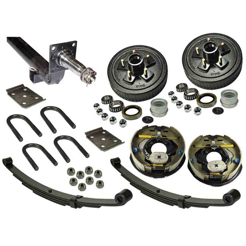 3,500 lb. Drop Axle Assembly with Electric Brakes & 5-Bolt on 4-1/2 Inch Hub/Drums - 88 Inch Hub Face