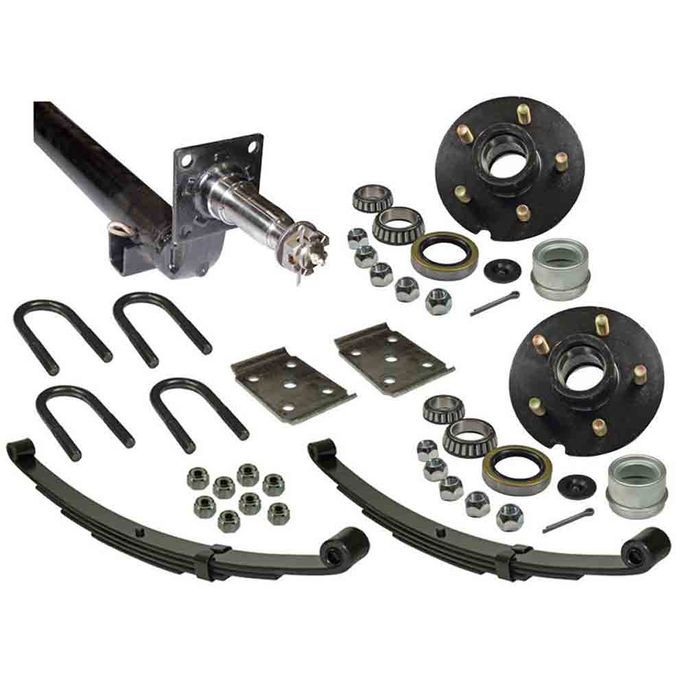 3,500 lb. Drop Axle Assembly with Brake Flanges & 5-Bolt on 4-1/2 Inch Hubs - 64 Inch Hub Face