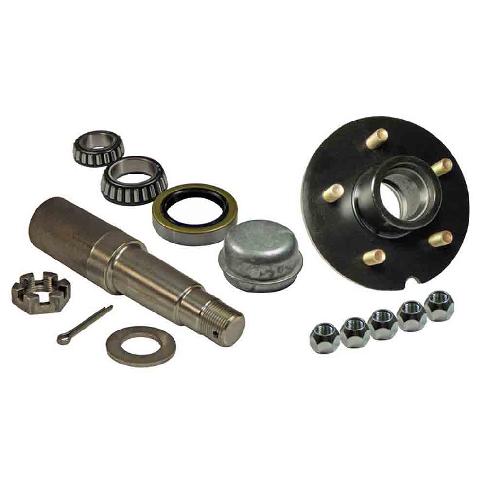 Single - 5-Bolt On 4-1/2 Inch Hub Assembly - Includes (1) 1-3/8 Inch To 1-1/16 Inch Tapered Spindle & Bearings