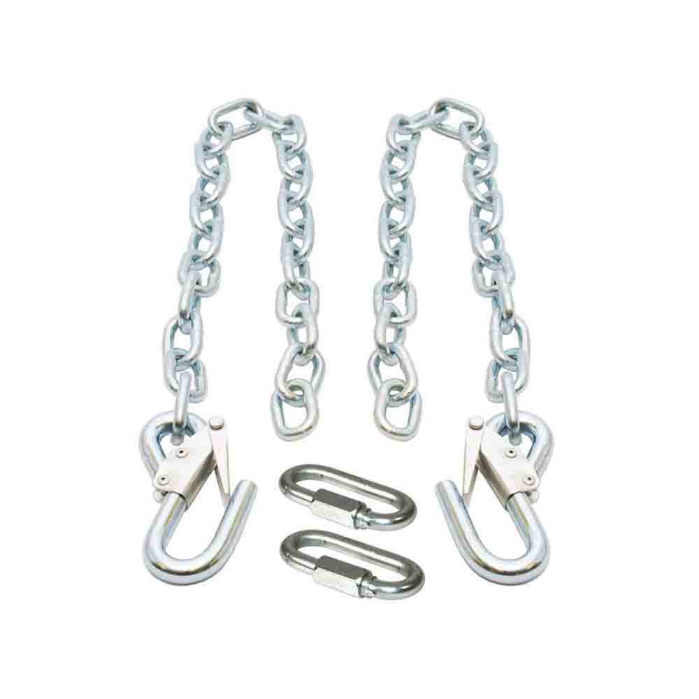 Class III Trailer Safety Chains with Safety Latches and 3/8 Inch Quick Links  - 7,500 lb. Capacity - 36