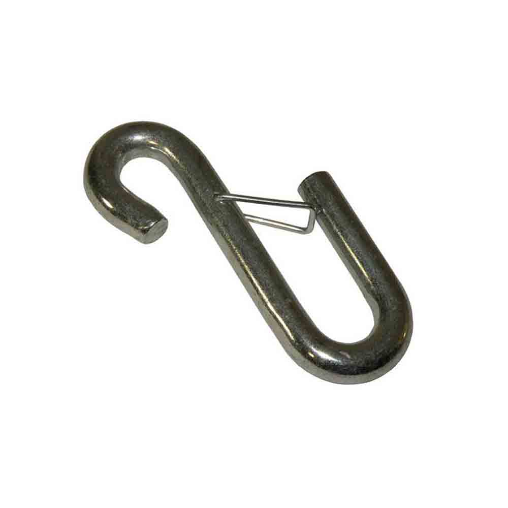 3/8 Inch Safety Chain S-Hook with Spring Latch - Zinc Plate
