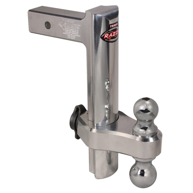 Trimax (TRZ12AL) Razor Aluminum Adjustable Dual-Ball Mount With 2" And 2-5/16" Hitch Balls - 12" Drop/Rise 10,000 Lbs. Tow Capacity